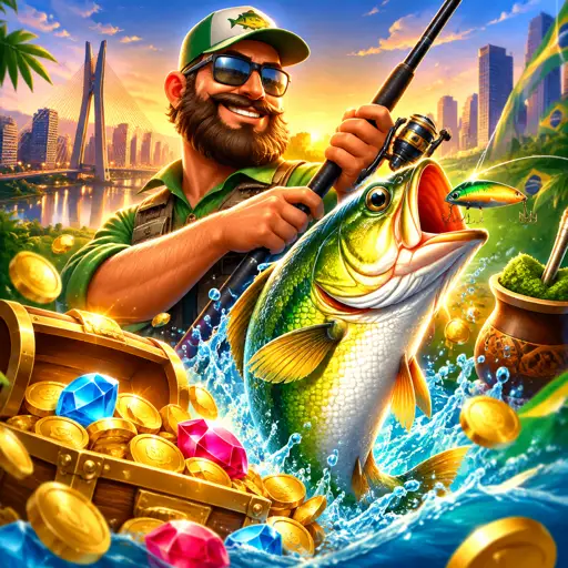 Capa do slot Big Bass Bonanza com pescador temático