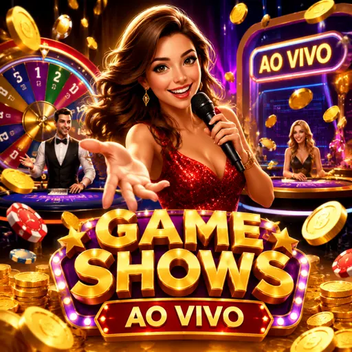 Game shows ao vivo com apresentadores e roda gigante em estúdio